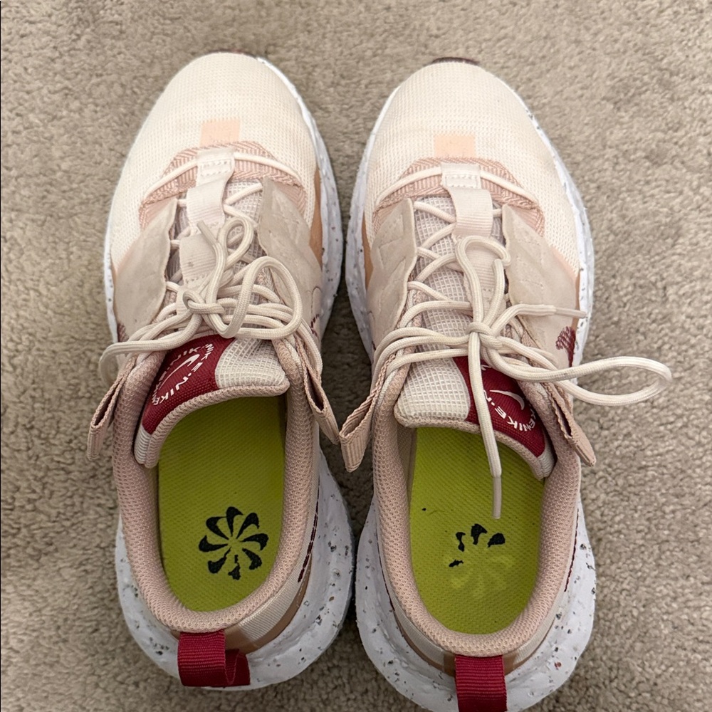 Nike Women's Cream and Red Sneakers